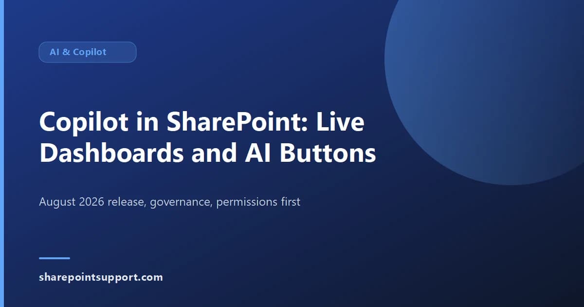 Copilot in SharePoint Just Got Live Dashboards and One-Click AI Buttons - AI & Copilot guide by SharePoint Support