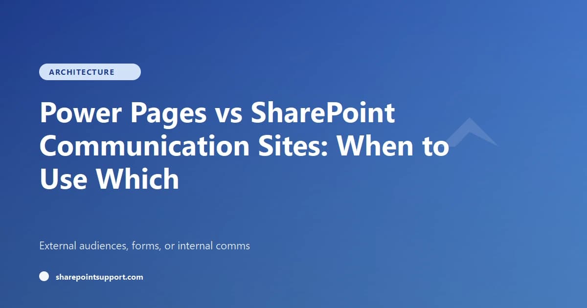 Power Pages vs SharePoint Sites: When to Use Each - Architecture guide by SharePoint Support