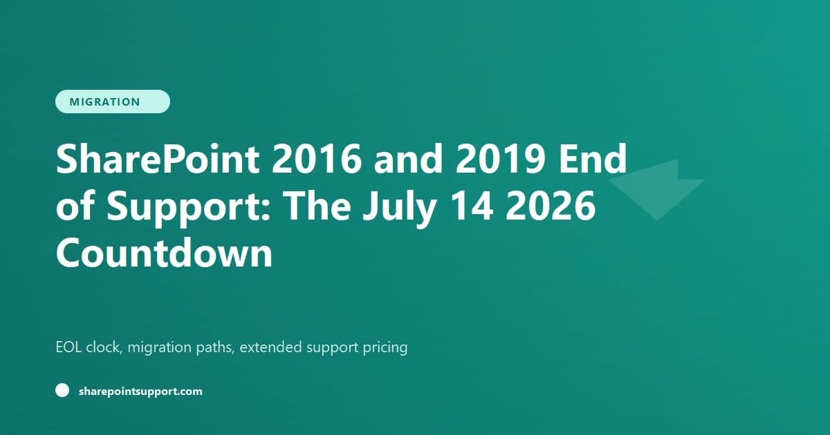 SharePoint 2016 and 2019 End of Support: The July 14, 2026 Countdown - Migration guide by SharePoint Support