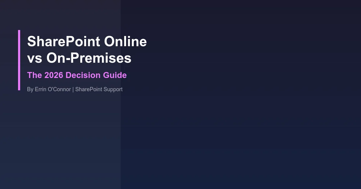 SharePoint Online vs On-Premises in 2026: The Decision Guide That Actually Helps - Comparison guide by SharePoint Support