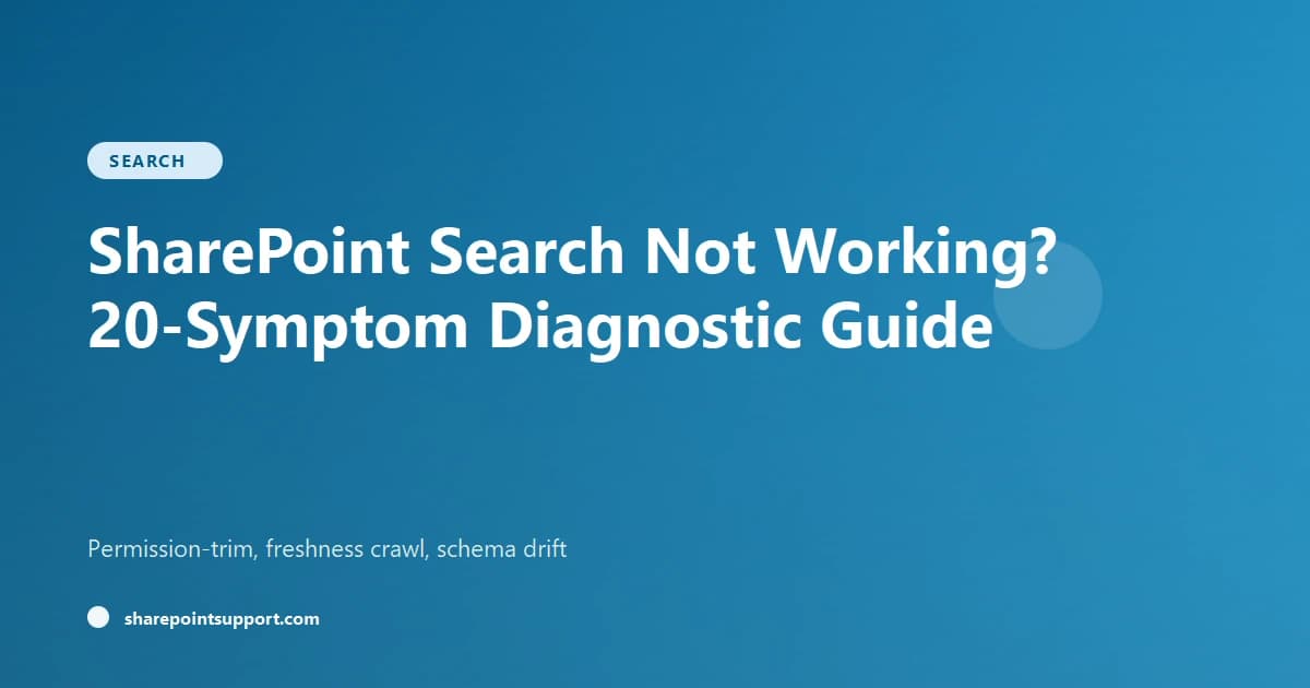 SharePoint Search Not Working? 20-Symptom Diagnostic Guide - Search guide by SharePoint Support