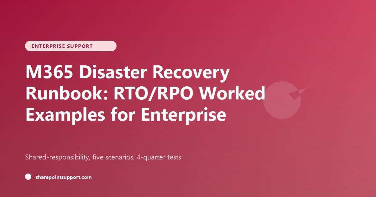 M365 Disaster Recovery: RTO/RPO Runbook
