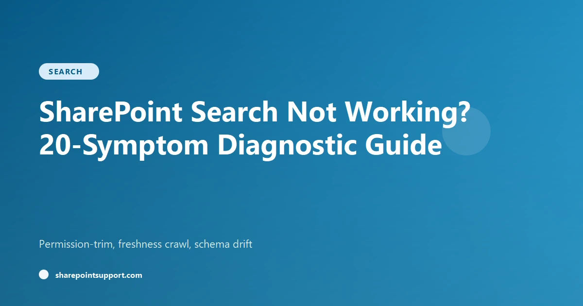 SharePoint Search Not Working? 20-Symptom Diagnostic Guide