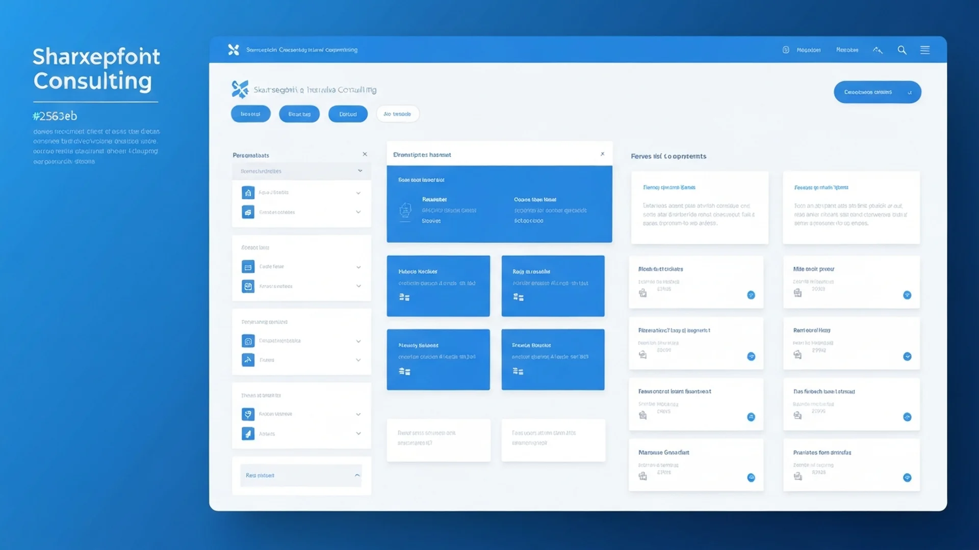 Modern SharePoint intranet wireframe showing hub navigation, department sites, news web parts, and employee engagement features